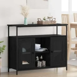 vidaXL Sideboards>Sideboard Svart Ek 100 x 35 x 80 cm Konstruerat trä