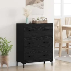 vidaXL Byråer>Sideboard Svart Ek 69,5 x 34 x 90 cm Konstruerat trä och järn