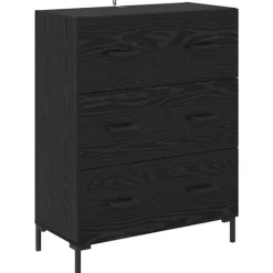 vidaXL Byråer>Sideboard Svart Ek 69,5 x 34 x 90 cm Konstruerat trä och järn