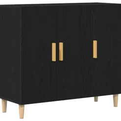 vidaXL Sideboards>Sideboard Svart Ek 90 x 34 x 80 cm Konstruerat trä