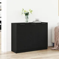 vidaXL Sideboards>Sideboard Svart Ek 90,5 x 30 x 70 cm Konstruerat trä