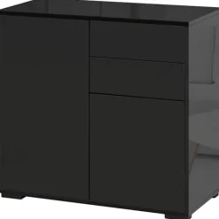 Northio Sideboards>Sideboard Svart Förvaringsskåp Med 2 Lådor & 2 Dörrar, Lutningsskydd, För Vardagsrum/Sovrum, 117X36X74Cm