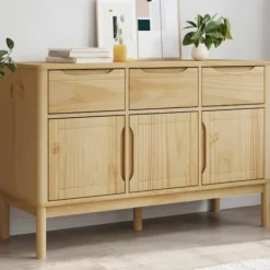 vidaXL Sideboards>Sidobord FLORO vaxbrun 114x43x74 cm massiv furu