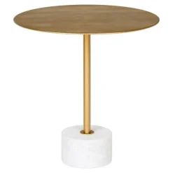 HOUSE NORDIC Småbord>Sidobord i mässing och marmor Ø 51 x 52 cm