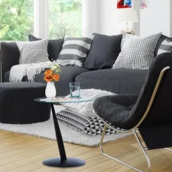 B2X Småbord>Sidobord i svart glas