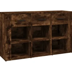 vidaXL Byråer>Sidobord rökfärgad ek 100x30x59,5 cm konstruerat trä