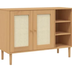 vidaXL Sideboards>Sidobord SENJA rottinglook brun 112x40x80 cm massiv furu