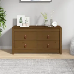 vidaXL Byråer>Sidoskåp honungsbrun 100x40x54 cm massiv furu