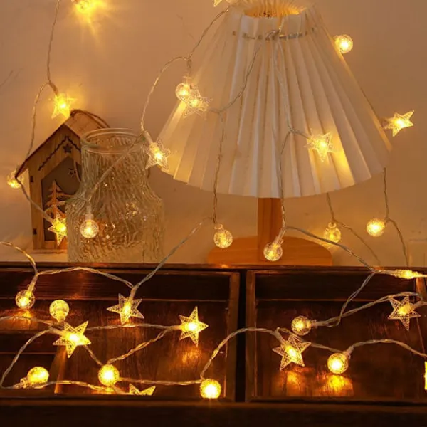 Sittsäckar>Silikon Ljusslinga Kompatibel med Juldekoration Kristallkulor + Stjärnor Varm Färg 10 m80lights 3 battery packsUSB | Fyndiq