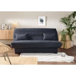 Soffor>3-sits bäddsoffa - 17 cm madrass - Antracitgrått tyg - L199 x D96 x H103 cm - CHLOE