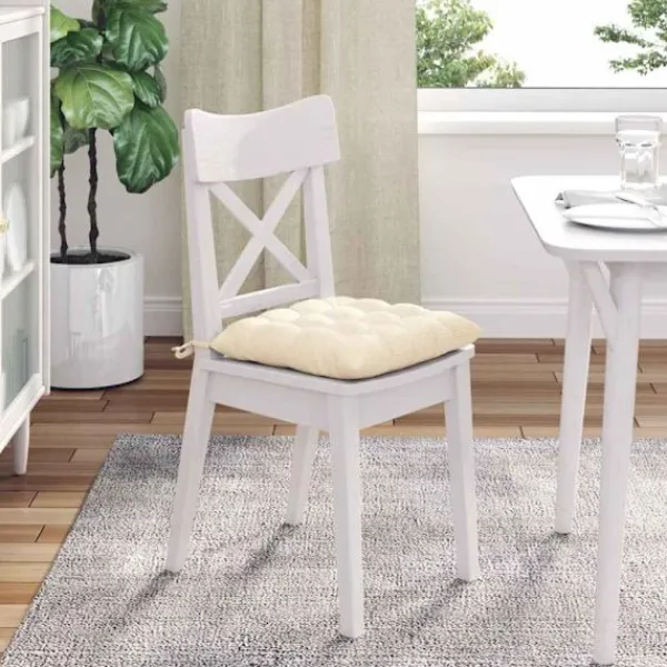 vidaXL Matgrupper>Sittkuddar 4 pcs Kräm 40 x 40 x 6 cm Kordread tyg