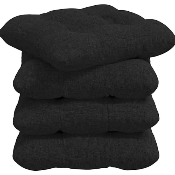 vidaXL Matgrupper>Sittkuddar 4 pcs Svart 45 x 45 x 12 cm tyg