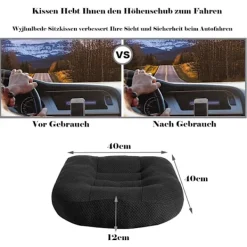 Sittpuffar>Sittkudde / förhöjningssäte bil, sittpuff / stolsdyna 40x40 kontorsstol ergonomisk ortopedisk sittpuff för matbordstolar svart h