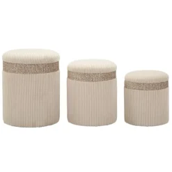 B2X Sittpuffar>Sittpuffset med förvaring, krämfärgad, 3 delar, olika storlekar
