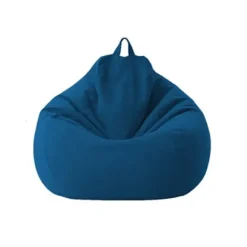 Sittsäckar>Sittpufföverdrag (Blå) - Bomull och linne 100x120cm - Dragkedja