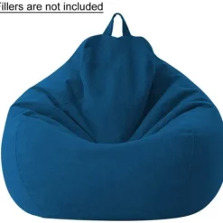 Sittsäckar>Sittpufföverdrag (Blå) - Bomull och linne 100x120cm - Dragkedja