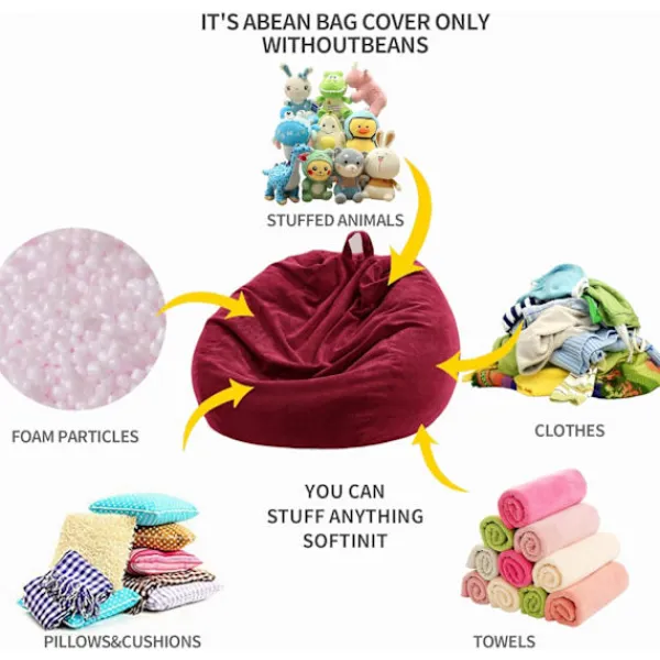 Sittsäckar>Sittpufföverdrag (utan fyllning) för barn och vuxna, förvaringsbar bönpåse i tvättbar mjuk premium manchestertyg 90*110CM