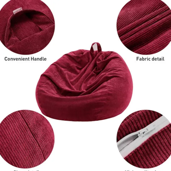 Sittsäckar>Sittpufföverdrag (utan fyllning) för barn och vuxna, förvaringsbar bönpåse i tvättbar mjuk premium manchestertyg 90*110CM