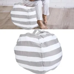 Heta säljare Sittsäckar>Sittsäcksöverdrag för barnleksaksförvaring, Förvaring av gosedjur i bomullscanvas, Extra stora mångsidiga möbler - Glad