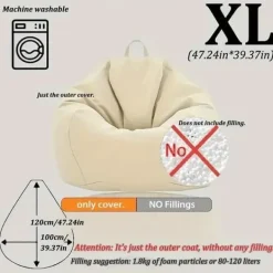 Sittsäckar>Sittsäcksöverdrag, linneklädsel. Perfekt för picknick och trädgårdsavkoppling | Utemöbel | Utrymmesbesparande för läshörnor. Utan innerfoder