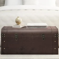 vidaXL Kistor & Koffertar>Skattkista med spärrar mörkbrun 90x50x39,5 cm plywood