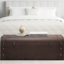 vidaXL Kistor & Koffertar>Skattkista med spärrar mörkbrun 110x50x39,5 cm plywood