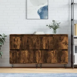 vidaXL Sideboards>Skänk 2 delar rökfärgad ek konstruerat trä