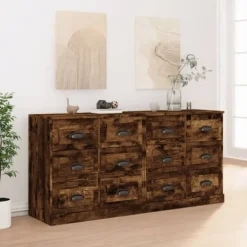 vidaXL Sideboards>Skänk 2 delar rökfärgad ek konstruerat trä