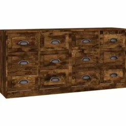 vidaXL Sideboards>Skänk 2 delar rökfärgad ek konstruerat trä