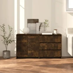 vidaXL Sideboards>Skänk 2 delar rökfärgad ek konstruerat trä