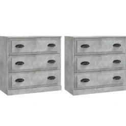 vidaXL Byråer>Skänk 2 st betonggrå konstruerat trä