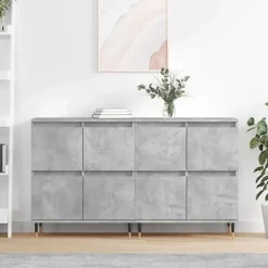 vidaXL Skåp>Skänk 2 st betonggrå konstruerat trä