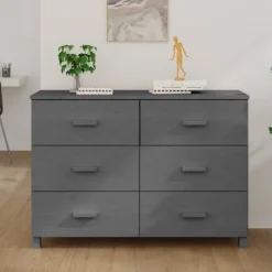 vidaXL Byråer>Skänk HAMAR mörkgrå 113x40x80 cm massiv furu