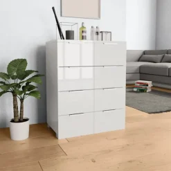 vidaXL Byråer>Skänk högglans vit 60x35x80 cm spånskiva