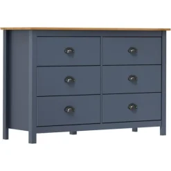 vidaXL Byråer>Skänk Hill grå 125x40x80 cm massiv furu