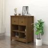 vidaXL Byråer>Skänk honungsbrun 70x35x80 cm massiv furu