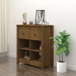 vidaXL Byråer>Skänk honungsbrun 70x35x80 cm massiv furu