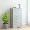 vidaXL Byråer>Skänk med 6 lådor betonggrå 50x34x96 cm konstruerat trä