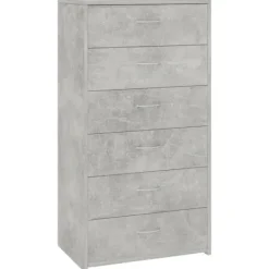 vidaXL Byråer>Skänk med 6 lådor betonggrå 50x34x96 cm konstruerat trä
