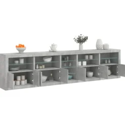vidaXL Sideboards>Skänk med LED-belysning betonggrå 283x37x67 cm