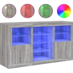 vidaXL Sideboards>Skänk med LED-belysning grå sonoma 123x37x67 cm