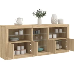 vidaXL Sideboards>Skänk med LED-belysning sonoma-ek 181,5x37x67 cm