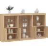 vidaXL Sideboards>Skänk med LED-belysning sonoma-ek 181,5x37x100 cm
