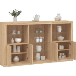vidaXL Sideboards>Skänk med LED-belysning sonoma-ek 181,5x37x100 cm
