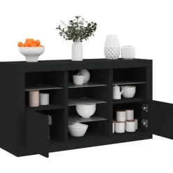 vidaXL Sideboards>Skänk med LED-belysning svart 123x37x67 cm