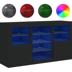 vidaXL Sideboards>Skänk med LED-belysning svart 123x37x67 cm