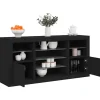 vidaXL Sideboards>Skänk med LED-belysning svart 142,5x37x67 cm