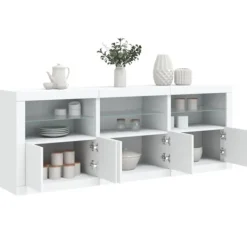 vidaXL Sideboards>Skänk med LED-belysning vit 181,5x37x67 cm