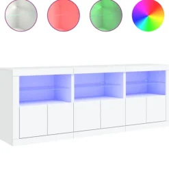vidaXL Sideboards>Skänk med LED-belysning vit 181,5x37x67 cm