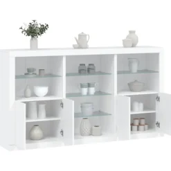 vidaXL Sideboards>Skänk med LED-belysning vit 181,5x37x100 cm